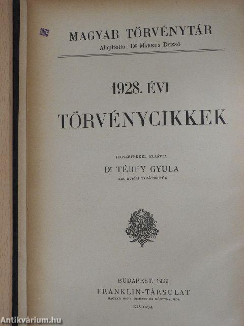 1928. évi törvénycikkek