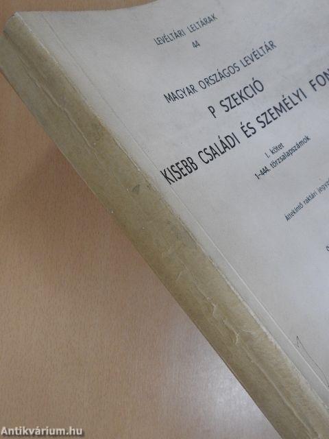 Kisebb családi és személyi fondok I.