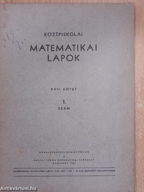 Középiskolai matematikai lapok 1958 (fél évfolyam)