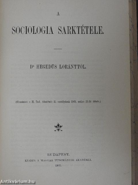 Értekezések a társadalmi tudományok köréből XII. (nem teljes gyűjtemény)