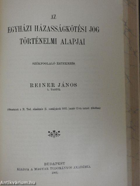 Értekezések a társadalmi tudományok köréből XII. (nem teljes gyűjtemény)