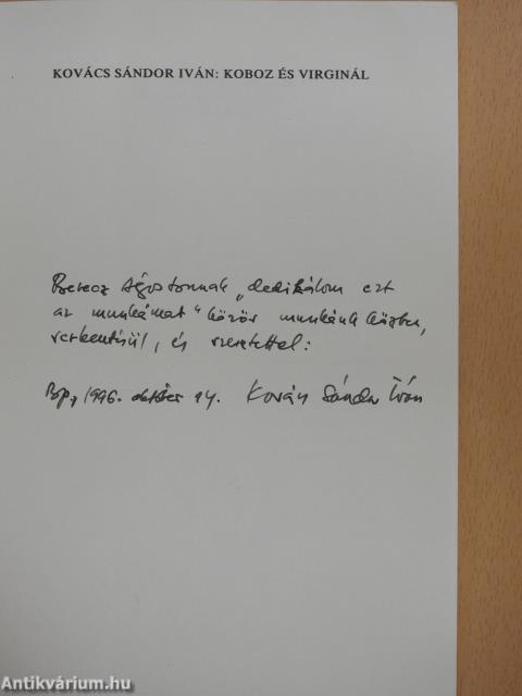 Koboz és virginál (számozott és dedikált példány)