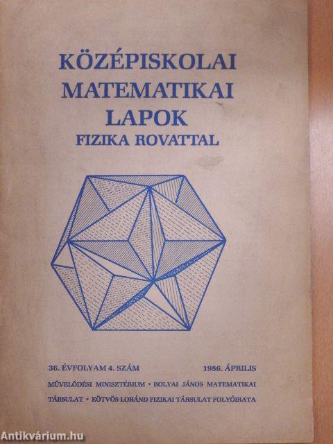 Középiskolai matematikai lapok 1986. április