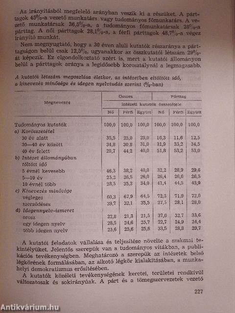 A Magyar Szocialista Munkáspárt Központi Bizottsága tudománypolitikai irányelveinek végrehajtása és a további feladatok