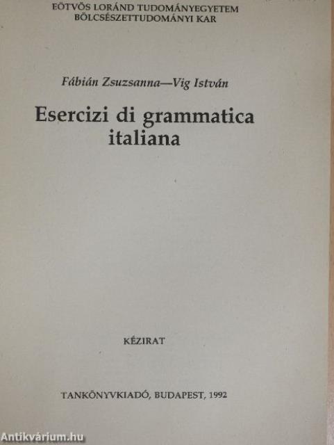 Esercizi di grammatica italiana