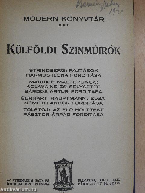 Külföldi szinműirók III.