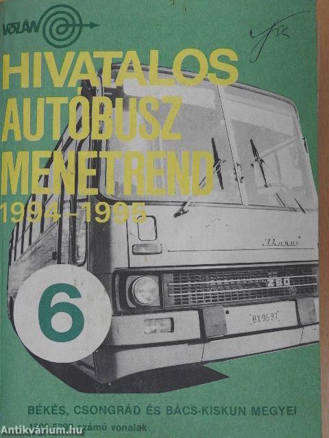 Hivatalos Autóbusz Menetrend 1994-1995/6.