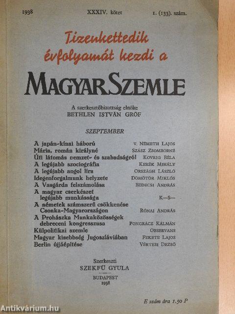 Magyar Szemle 1938. szeptember