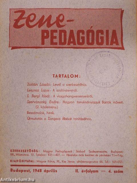 Zenepedagógia 1948. április