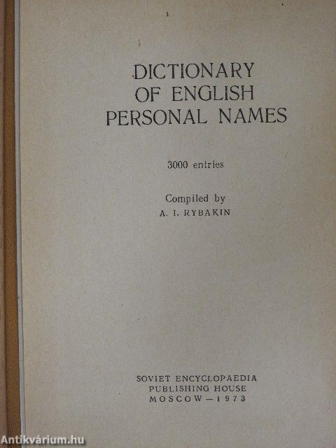 Dictionary of English Personal Names