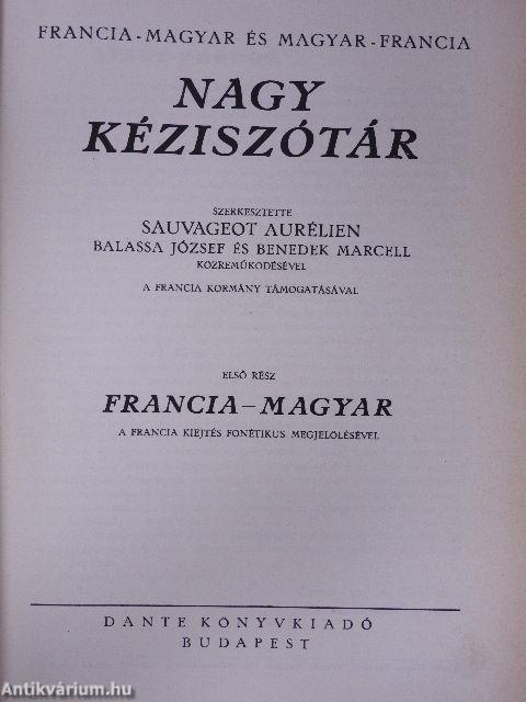 Francia-magyar és magyar-francia nagy kéziszótár I-II.