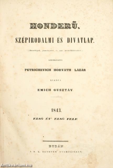 Honderü 1843. (nem teljes évfolyam)