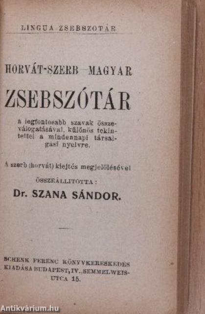 Magyar-horvát-szerb és horvát-szerb-magyar zsebszótár