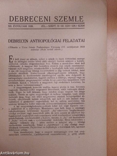 Debreceni Szemle 1938. július-szeptember