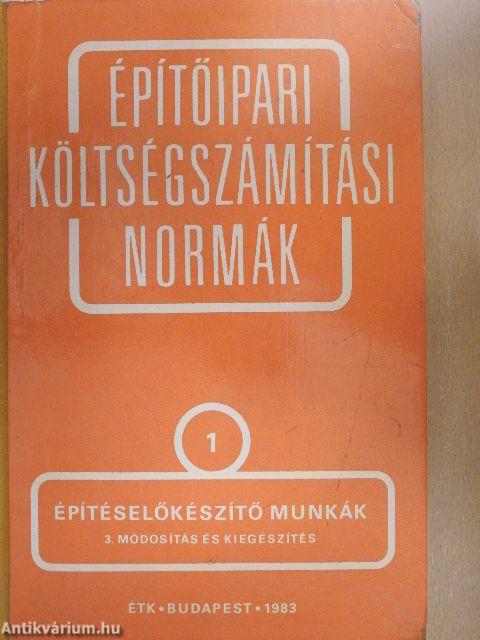 Építőipari költségszámítási normák 1.