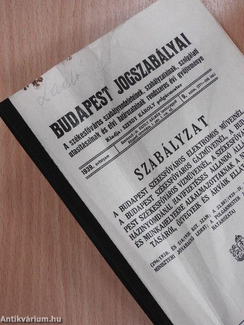 Budapest jogszabályai 1939/9.