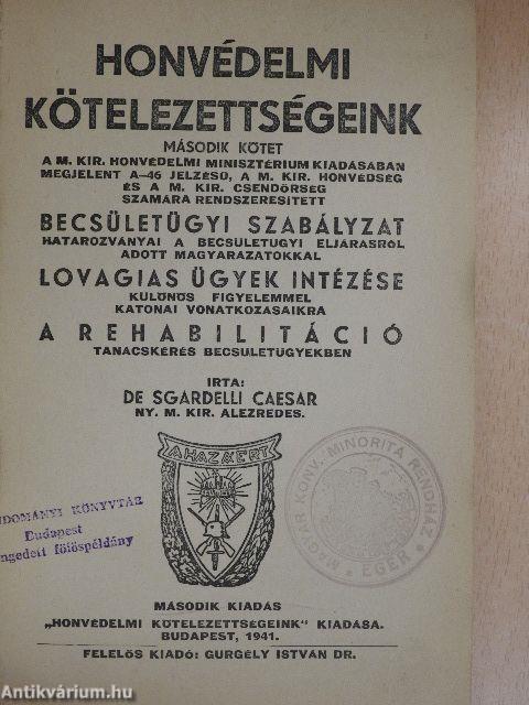 Honvédelmi kötelezettségeink II.