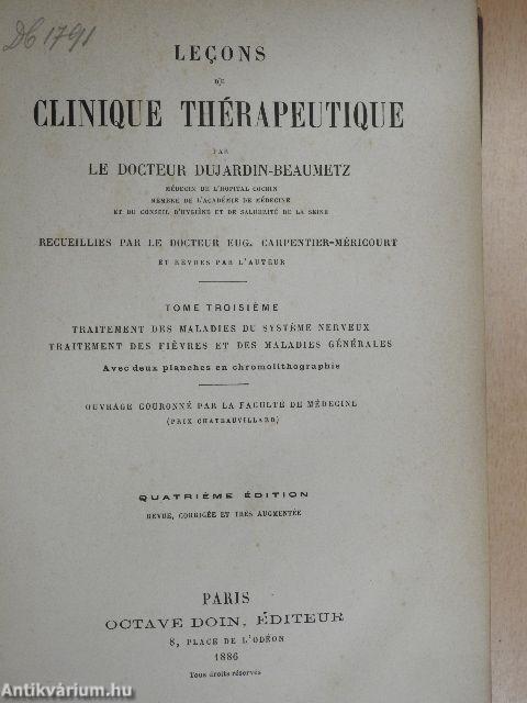 Lecons de clinique thérapeutique III.