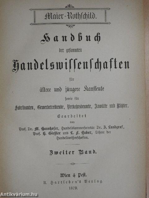 Handbuch der gesammten Handelswissenschaften II. (gótbetűs)