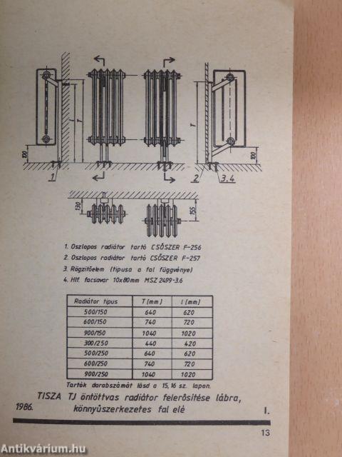 Központi fűtés szintfeletti berendezéseinek szerelési és szerelvény katalógusa