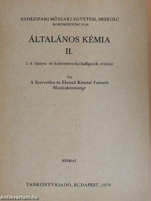 Általános kémia II.