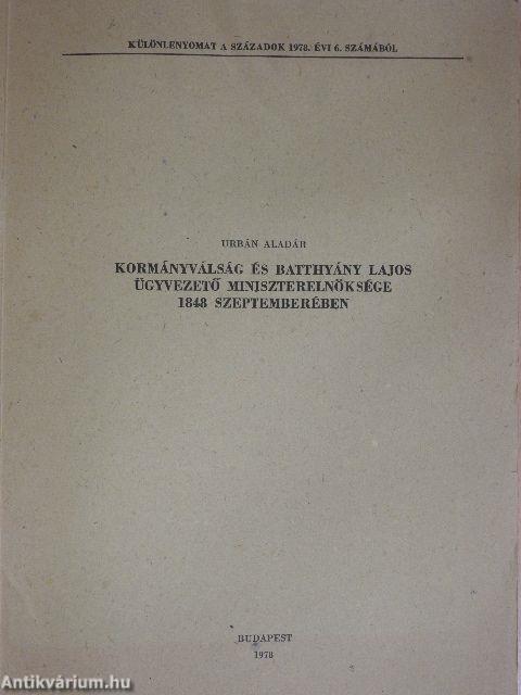 Kormányválság és Batthyány Lajos ügyvezető miniszterelnöksége 1848 szeptemberében