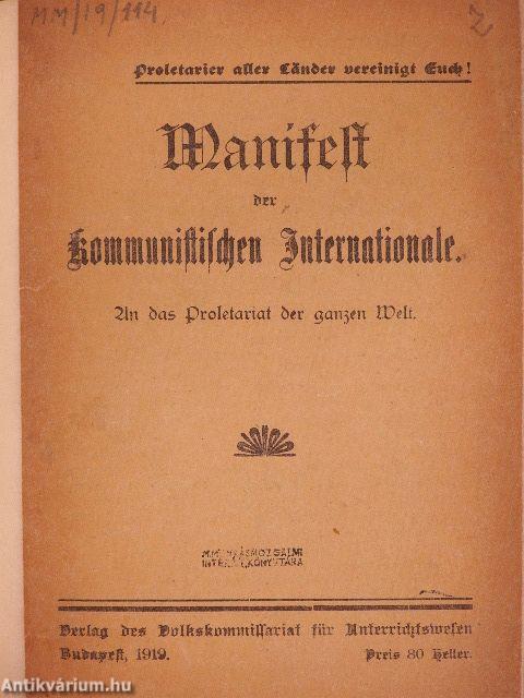 Manifest der kommunistischen Internationale (gótbetűs)