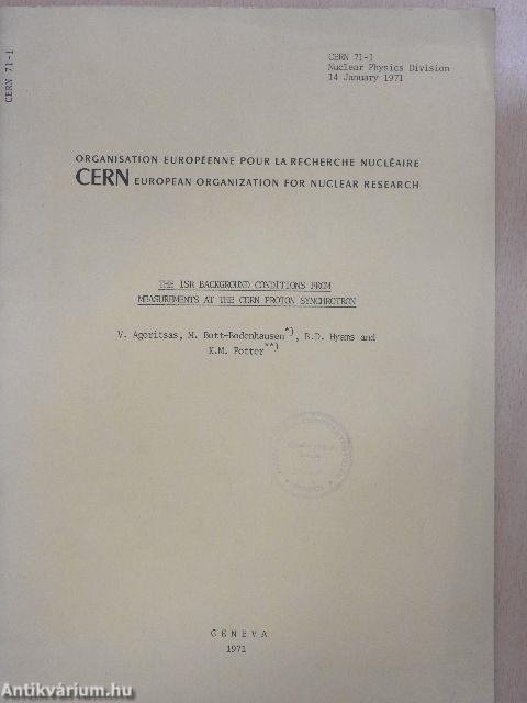 The ISR background conditions from measurements at the CERN proton synchrotron