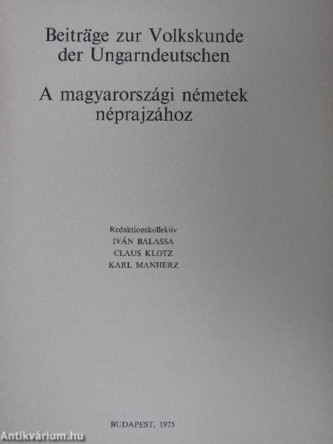 Beiträge zur Volkskunde der Ungarndeutschen 1975