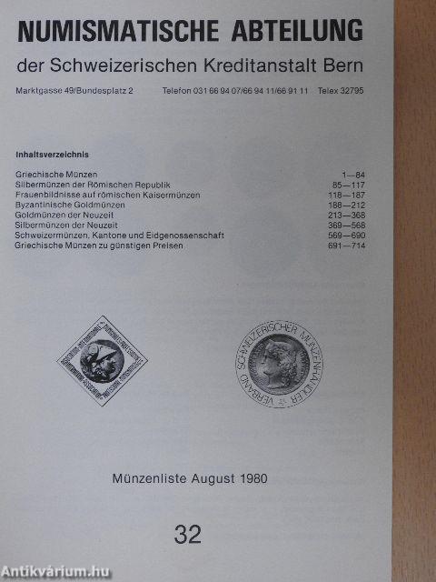 Numismatische Abteilung - Münzenliste August 1980/32