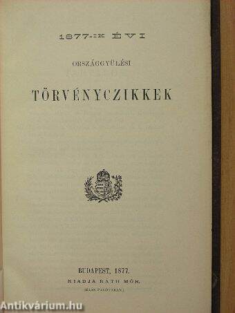 1877-ik évi országgyülési törvényczikkek