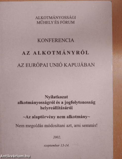 Konferencia az alkotmányról az Európai Unió kapujában