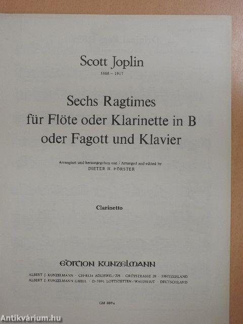 Sechs Ragtimes für Flöte oder Klarinette in B oder Fagott und Klavier