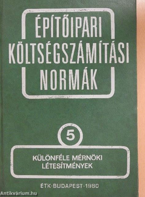 Építőipari költségszámítási normák 5.