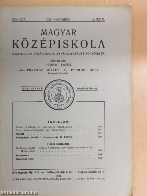 Magyar Középiskola 1937. november