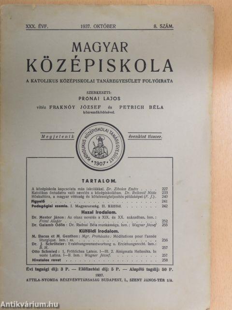 Magyar Középiskola 1937. október