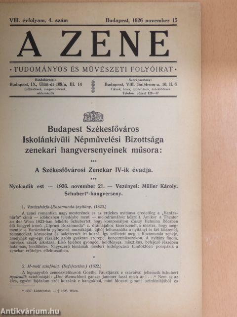 A Zene 1926. november 15.