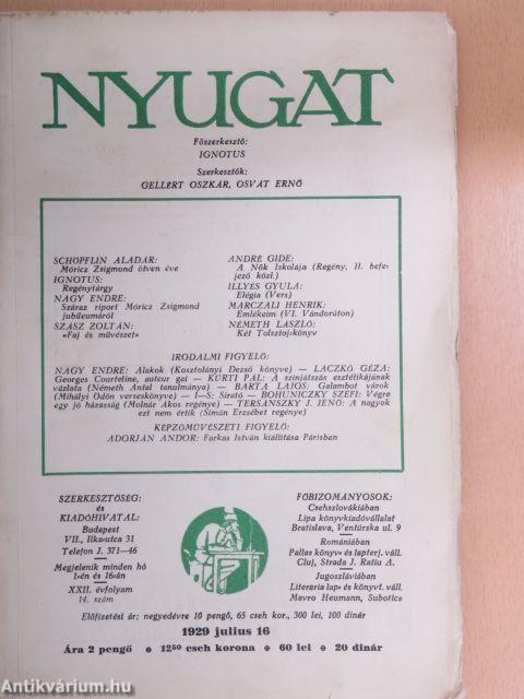 Nyugat 1929. julius 16.