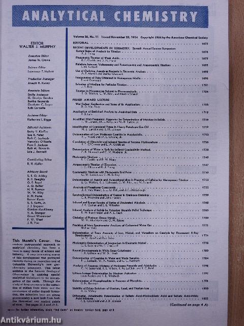 Analytical Chemistry November 1954