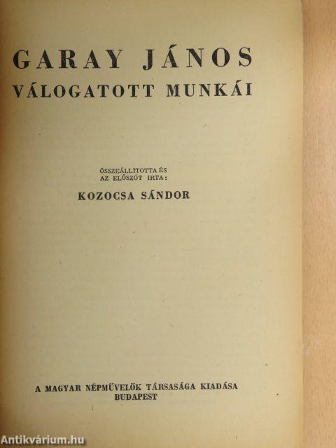Garay János válogatott munkái