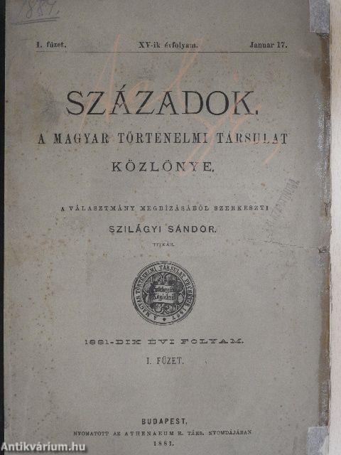 Századok 1881/1-10.