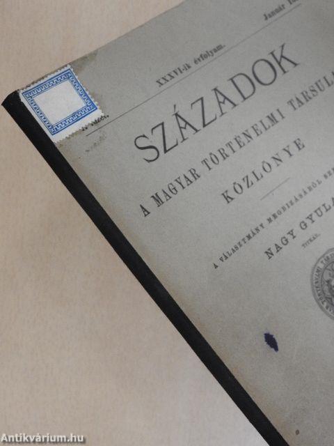 Századok 1902/1-10.