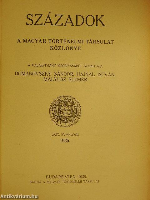 Századok 1935. január-december