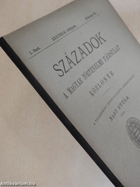 Századok 1904. (nem teljes évfolyam)