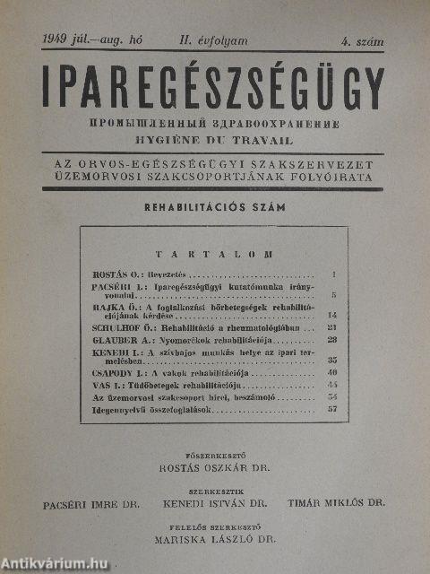 Iparegészségügy 1949. július-augusztus