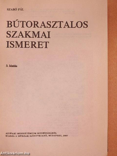 Bútorasztalos szakmai ismeret