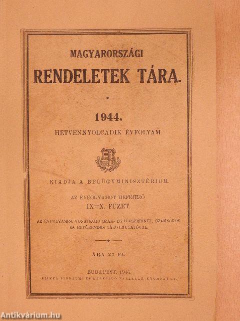 Magyarországi rendeletek tára 1944. IX-X.