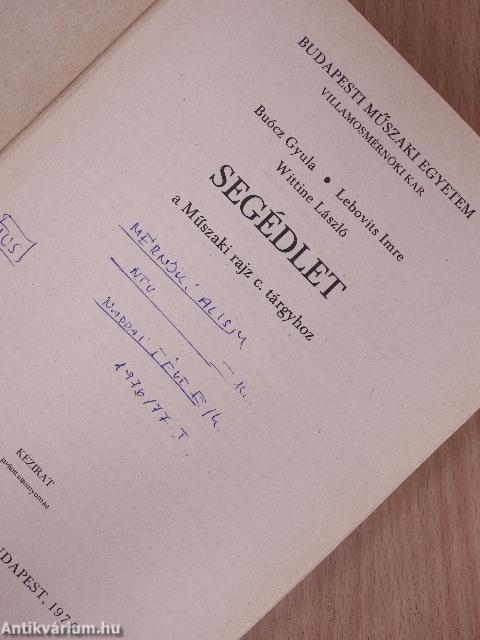 Segédlet a Műszaki rajz c. tárgyhoz