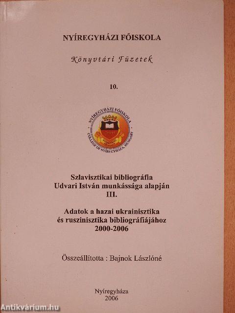 Szlavisztikai bibliográfia Udvari István munkássága alapján III.