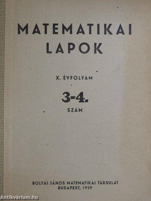 Matematikai Lapok 1960/3-4.